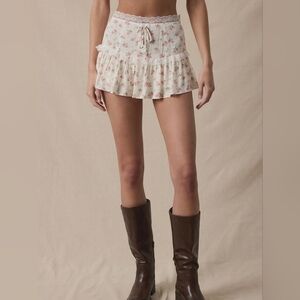 Sky to Moon Floral Lace-Trim Mini Skirt